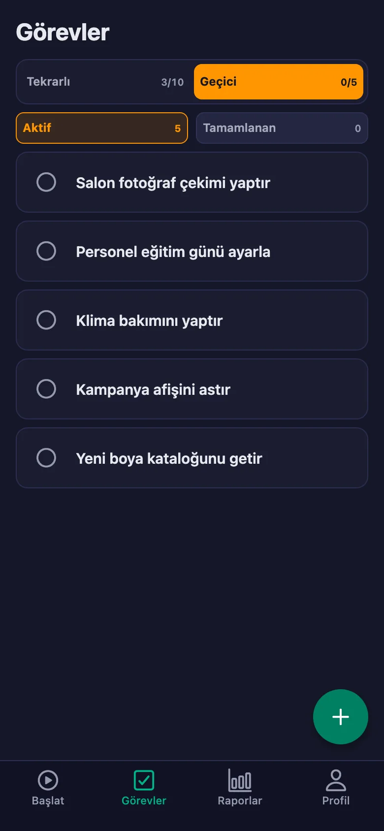 Günlük görevler her gün yeniden açılıyor.