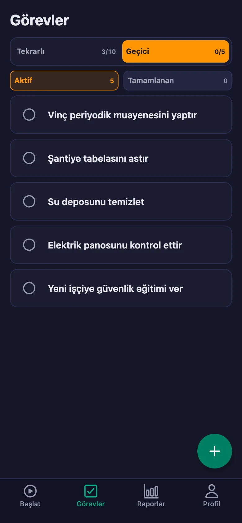 Günlük kontroller her gün yeniden açılıyor.