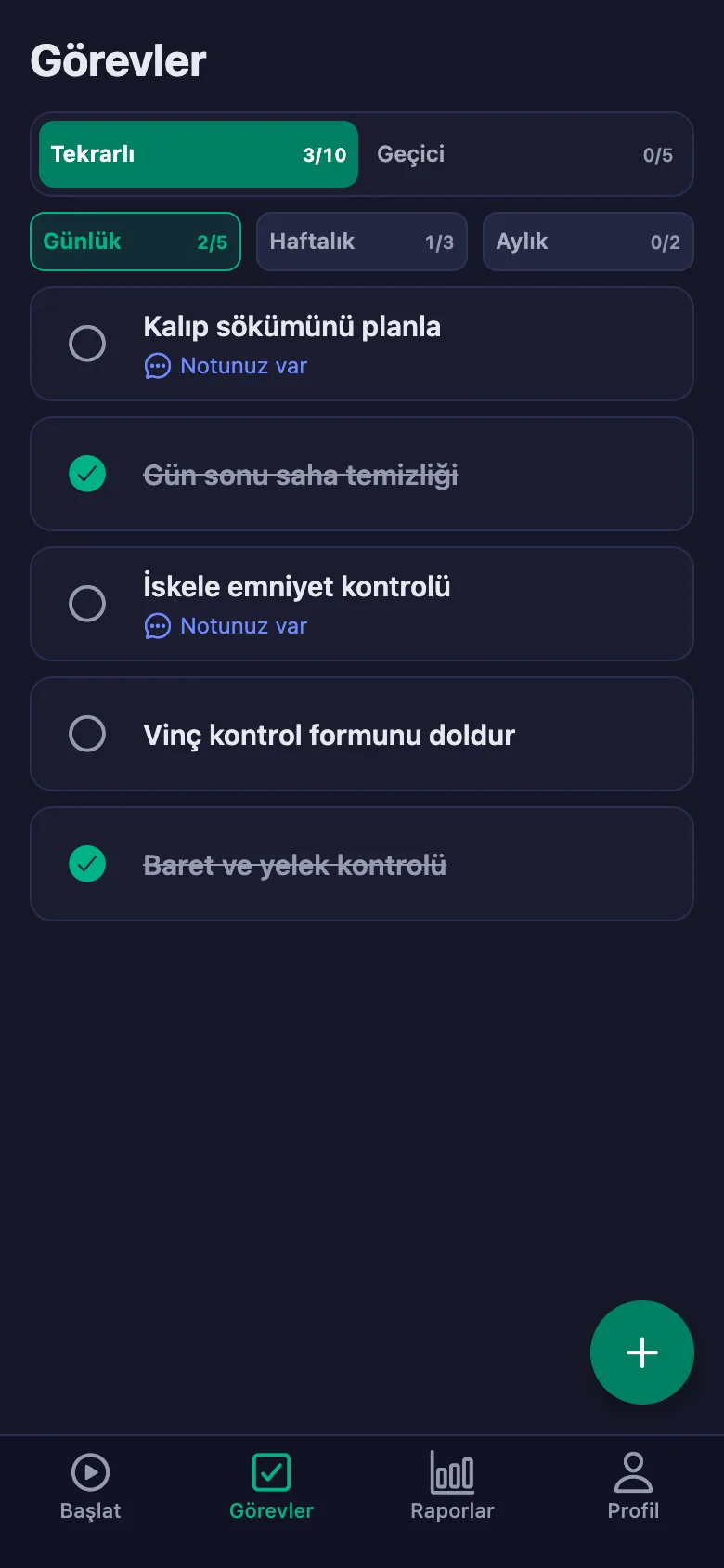 Bekleyen kontrolünüz varsa telefonunuza bildirim düşüyor.