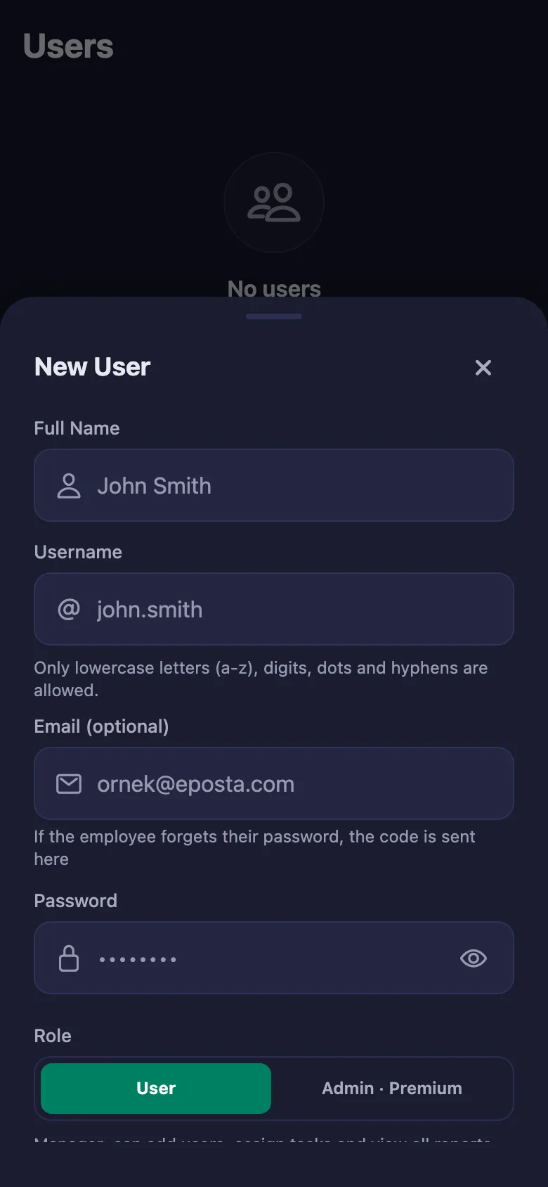 You give each person a username and password; they can sign in straight away.