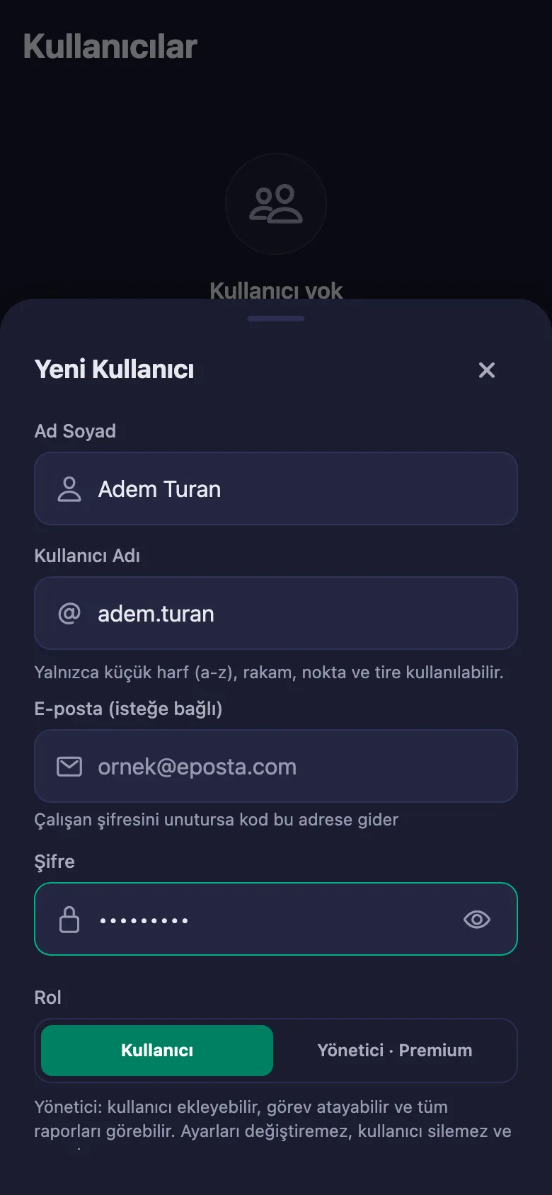 Her kişiye kullanıcı adı ve şifre veriyorsunuz; hemen giriş yapabiliyorlar.