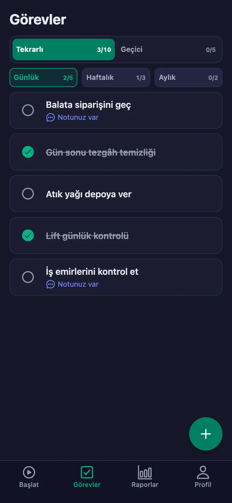 Bekleyen kontrolünüz varsa telefonunuza bildirim düşüyor.