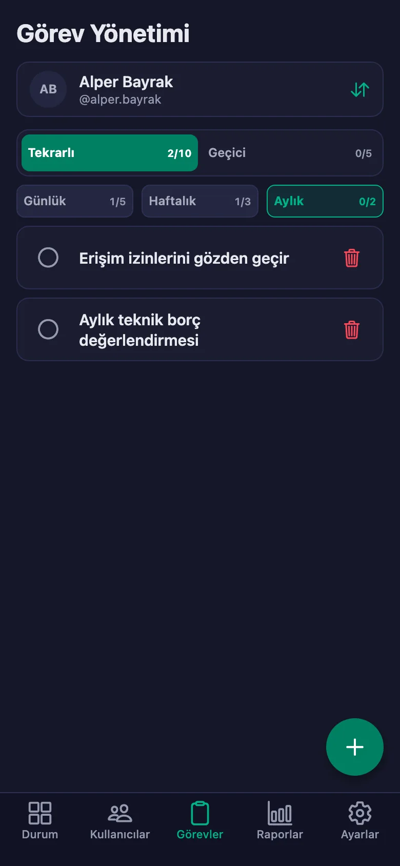 Günlük işleri madde madde ekliyor, ekibin yazdığı notu aynı yerde görüyorsunuz.