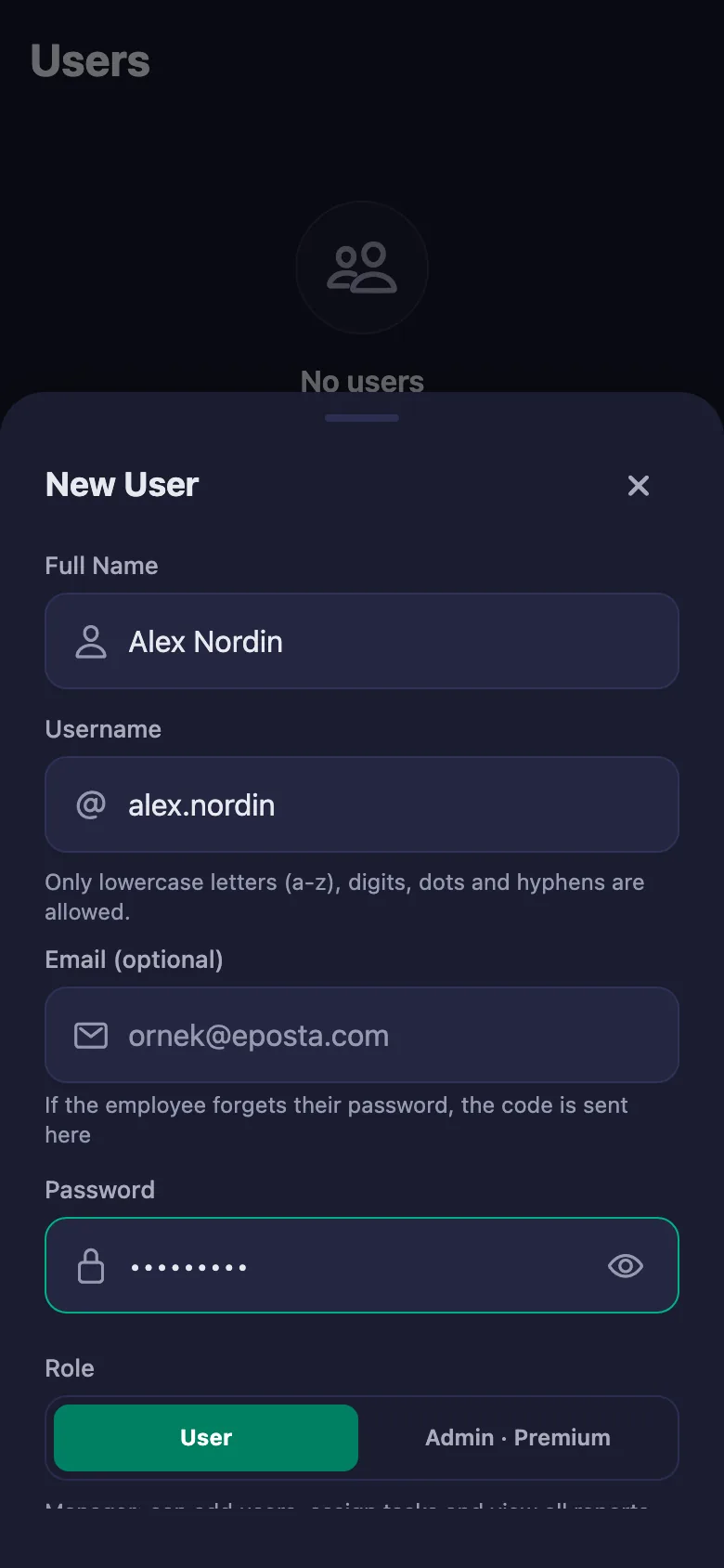 You give each person a username and password; they can sign in straight away.