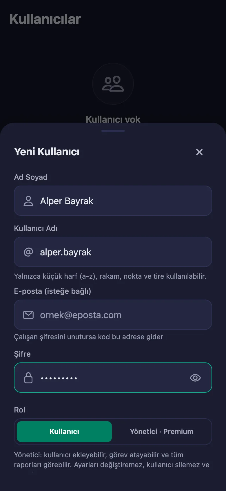 Her kişiye kullanıcı adı ve şifre veriyorsunuz; hemen giriş yapabiliyorlar.