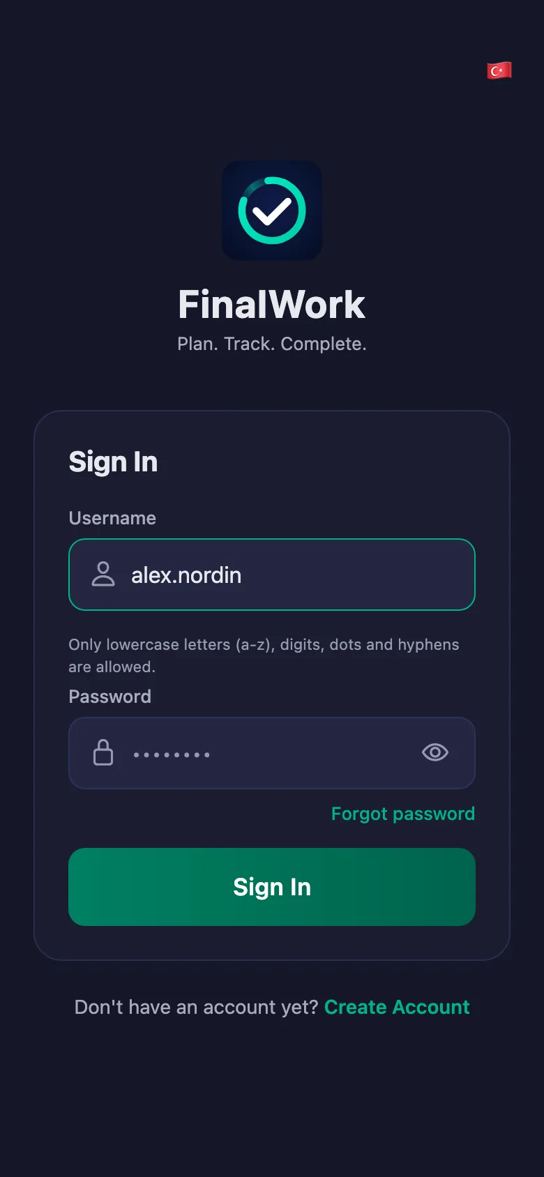 The username and password your team lead gave you is all you need.